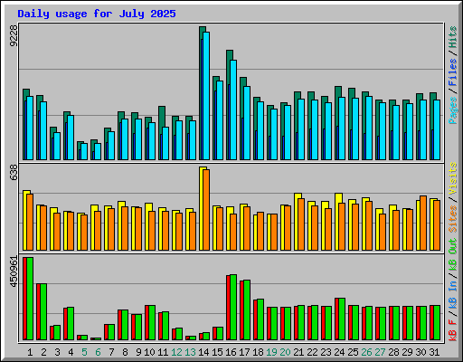 Daily usage for July 2025