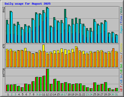 Daily usage for August 2025